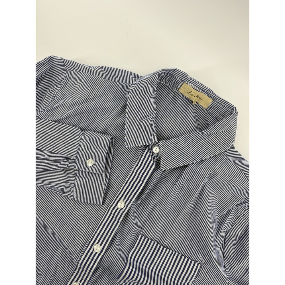 Love Notes Top Womens Medium Blue White Stripe Boho